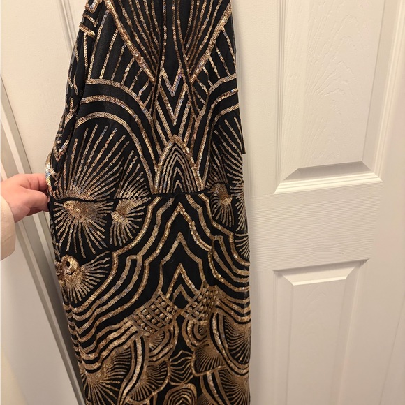 Glamorous Black and Gold Backless Dress - Picture 2 of 5